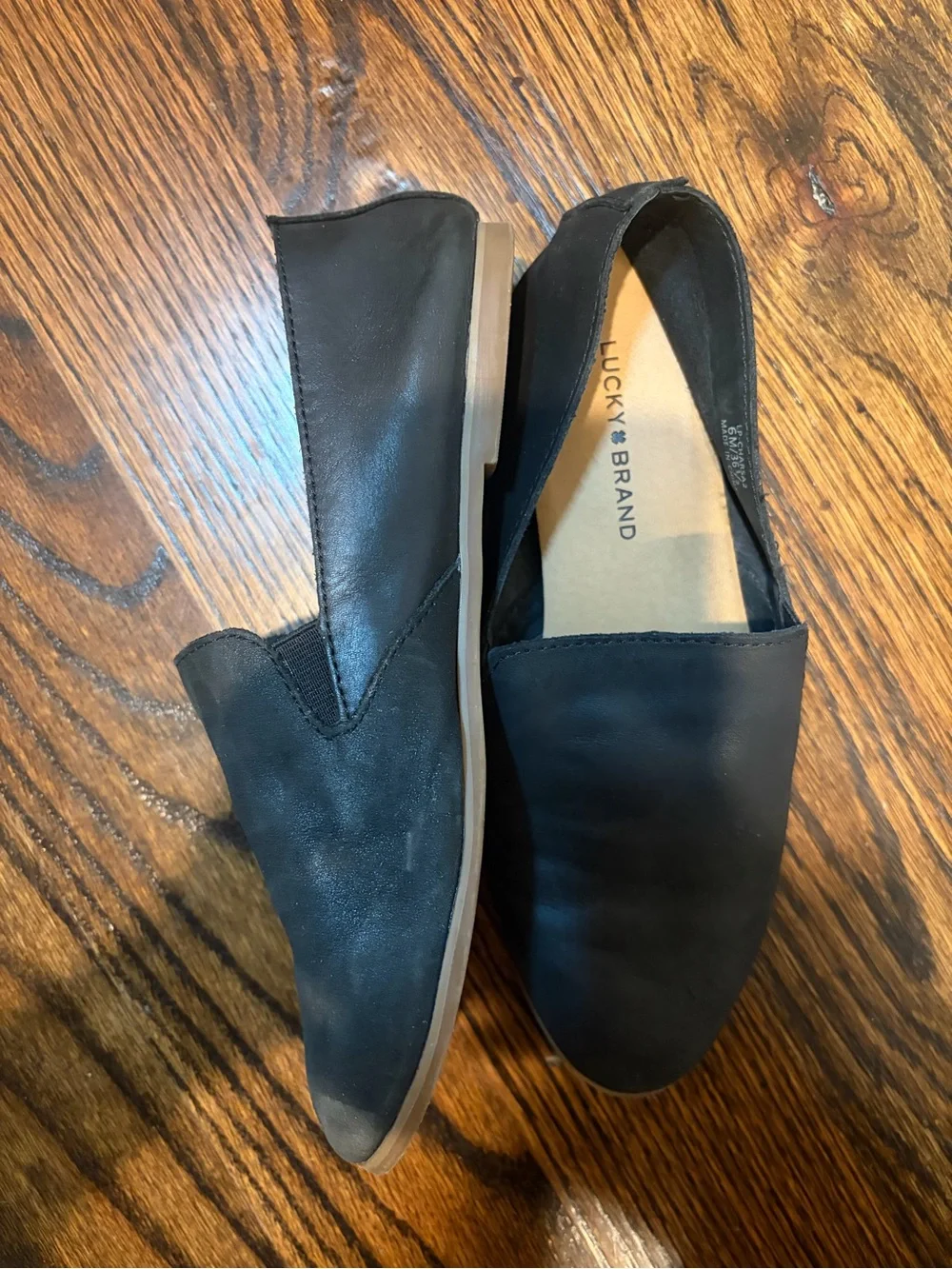 Lucky Brand Womens Cahill Flats Loafers in black leather